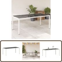 Table de jardin avec dessus en verre blanc résine tressée - Table De Jardin - Table Extérieure - Mobilier De Jardin - Table En Résine Tressée - Table