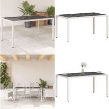 Table de jardin avec dessus en verre blanc résine tressée - Table De Jardin - Table Extérieure - Mobilier De Jardin - Table En Résine Tressée - Table