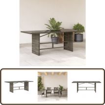 Table de jardin avec dessus en verre gris résine tressée - Table De Jardin - Table Extérieure - Mobilier De Jardin - Table En Verre - Table En Résine