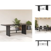 Table de jardin avec dessus en verre noir résine tressée - Table De Jardin - Table Extérieure - Mobilier De Jardin - Table En Verre - Table En Résine