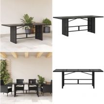 Table de jardin avec dessus en verre noir résine tressée - Table De Jardin - Table Extérieure - Mobilier De Jardin - Table En Verre - Table En Résine