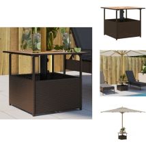 Table de jardin avec trou de parasol marron résine tressée - Table De Jardin - Tables De Jardin - Table D'extérieur - Table De Patio