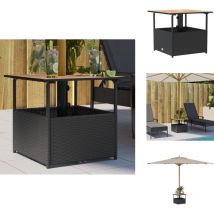 Table de jardin avec trou de parasol noir résine tressée - Table De Jardin - Tables De Jardin - Table D'extérieur - Table De Patio