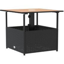 Table de jardin avec trou de parasol noir résine tressée Vidaxl