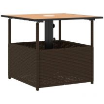 Table de jardin avec trou de parasol marron résine tressée Vidaxl