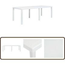 Vidaxl - Table de jardin Blanc 220x90x72 cm Plastique Aspect de rotin - Table De Jardin - Table D'extérieur - Mobilier De Jardin - Table En Plastique