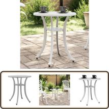 Table de jardin blanc Ø48x53 cm aluminium coulé - Table De Jardin - Table Extérieure - Mobilier De Jardin - Table Ronde - Aluminium