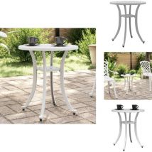 Table de jardin blanc Ø48x53 cm aluminium coulé - Table De Jardin - Table Extérieure - Mobilier De Jardin - Table Ronde - Aluminium