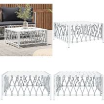 Table de jardin blanc 70x70x34 cm tissu tissé - Table De Jardin - Mobilier De Jardin - Table Basse - Ensemble De Salon De Jardin - Table Blanche