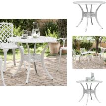 Table de jardin blanc Ø90x75 cm aluminium coulé - Table De Jardin - Table Extérieure - Mobilier De Jardin - Table Ronde - Aluminium