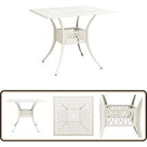 Table de jardin Blanc 90x90x73 cm Aluminium coulé - Table De Jardin - Table Extérieure - Mobilier De Jardin - Table Aluminium - Table Blanche