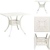 Table de jardin Blanc 90x90x73 cm Aluminium coulé - Table De Jardin - Table Extérieure - Mobilier De Jardin - Table Aluminium - Table Blanche