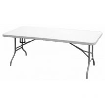 Kz Garden - Table de jardin blanche 180x75xH74 cm pliante Haute resistance Polypropylène Camping Réceptions Evènements