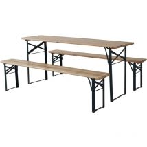 Habitat Et Jardin - Table de jardin brasserie pliante avec 2 bancs ' Lisbonne ' - 176 x 46 x 75 cm - Marron