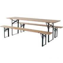 Habitat Et Jardin - Table de jardin brasserie pliante avec 2 bancs ' Lisbonne ' - 218 x 59,5 x 75 cm - Marron