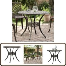 Table de jardin bronze Ø90x75 cm aluminium coulé - Table De Jardin - Table Extérieure - Mobilier De Jardin - Table Ronde - Aluminium