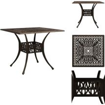 Table de jardin Bronze 90x90x73 cm Aluminium coulé - Table De Jardin - Table Extérieure - Mobilier De Jardin - Table En Aluminium - Table Ronde