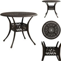Table de jardin Bronze 90x90x74 cm Aluminium coulé - Table De Jardin - Table Extérieure - Mobilier De Jardin - Table Ronde - Aluminium