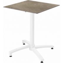 Oviala - Table de terrasse 60 x 60 cm inclinable stratifié marbre beige