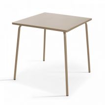 Oviala - Table de jardin carrée en métal taupe - Palavas