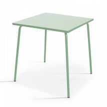 Oviala - Table de jardin carrée en métal vert sauge 70cm - Palavas
