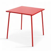 Oviala - Table de jardin carrée en métal rouge - Palavas