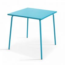 Table de jardin carrée en métal bleu - Palavas