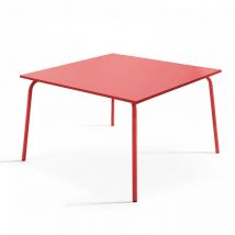 Oviala - Table de jardin carrée en métal rouge - Palavas