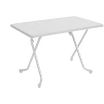 PROLOISIRS Guéridon pliant - COLA - Acier époxy blanc - Plateau mélamine hydro bois - 110 x 70 cm