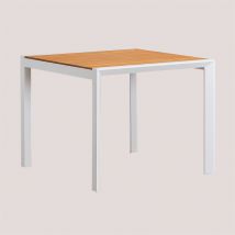Table de jardin en bois d'eucalyptus et aluminium Archer Classic Sklum Blanc Gardenia 90 x 90 cm