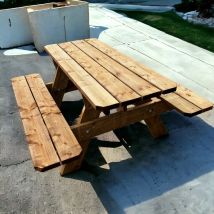 Jardinatoire - Table de Jardin en Bois Massif de 150 cm, Classe 3 Marron, Faible Encombrement, 100% Française