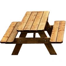 Jardinatoire - Table de Jardin en Bois Massif de 180 cm, Classe 3 Marron, Faible Encombrement, 100% Française