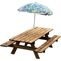 Jardinatoire - Table de Jardin en Bois Massif de 2.4 m + Trou Parasol, traitée Classe 3, Origine France