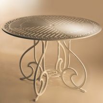 C&l Jardin - Table de jardin en métal gaudi 105 ronde aluminium laqué marron oxyde