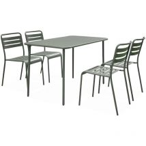 Sweeek - Table de jardin et 4 chaises kaki en acier. Amelia. 120x70xH72.5cm (12.2kg)