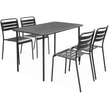 Sweeek - Table de jardin et 4 chaises anthracite en acier. Amelia. 120x70xH72.5cm (12.2kg)