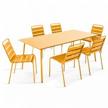 Oviala - Ensemble table de jardin et 6 chaises en métal jaune - Palavas