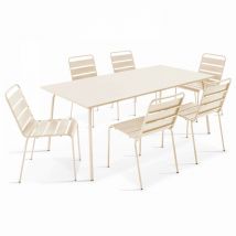 Oviala - Ensemble table de jardin et 6 chaises en métal ivoire - Palavas