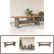 Table de jardin et dessus en bois d'acacia gris résine tressée - Table De Jardin - Table Extérieure - Mobilier De Jardin - Table Acacia - Table