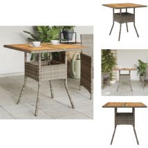 Table de jardin et dessus en bois d'acacia gris résine tressée - Table De Jardin - Table Extérieure - Mobilier De Jardin - Table Acacia - Table