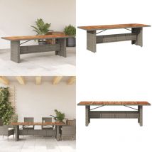 Table de jardin et dessus en bois d'acacia gris résine tressée - Table De Jardin - Table Extérieure - Mobilier De Jardin - Table Acacia - Table