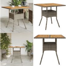 Table de jardin et dessus en bois d'acacia gris résine tressée - Table De Jardin - Table Extérieure - Mobilier De Jardin - Table Acacia - Table