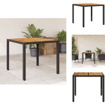 Table de jardin et dessus en bois d'acacia noir résine tressée - Table De Jardin - Table Extérieure - Mobilier De Jardin - Table Acacia - Table