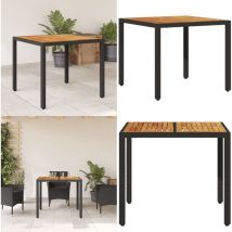 Table de jardin et dessus en bois d'acacia noir résine tressée - Table De Jardin - Table Extérieure - Mobilier De Jardin - Table Acacia - Table