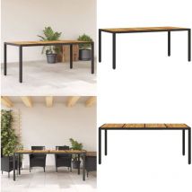 Table de jardin et dessus en bois d'acacia noir résine tressée - Table De Jardin - Table Extérieure - Mobilier De Jardin - Table Acacia - Table