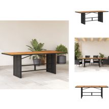 Table de jardin et dessus en bois d'acacia noir résine tressée - Table De Jardin - Tables De Jardin - Table D'extérieur - Table De Patio