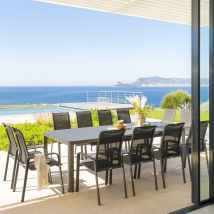Hesperide - Table de jardin extensible Paradize graphite 12 places en aluminium traité époxy - Hespéride