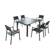 Olhao - Console extensible aluminium + 6 chaises