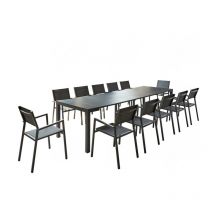 Olhao - Console extensible aluminium + 12 chaises