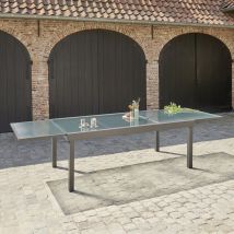 Berah Getah - Table de jardin en aluminium extensible gris 8/12 places